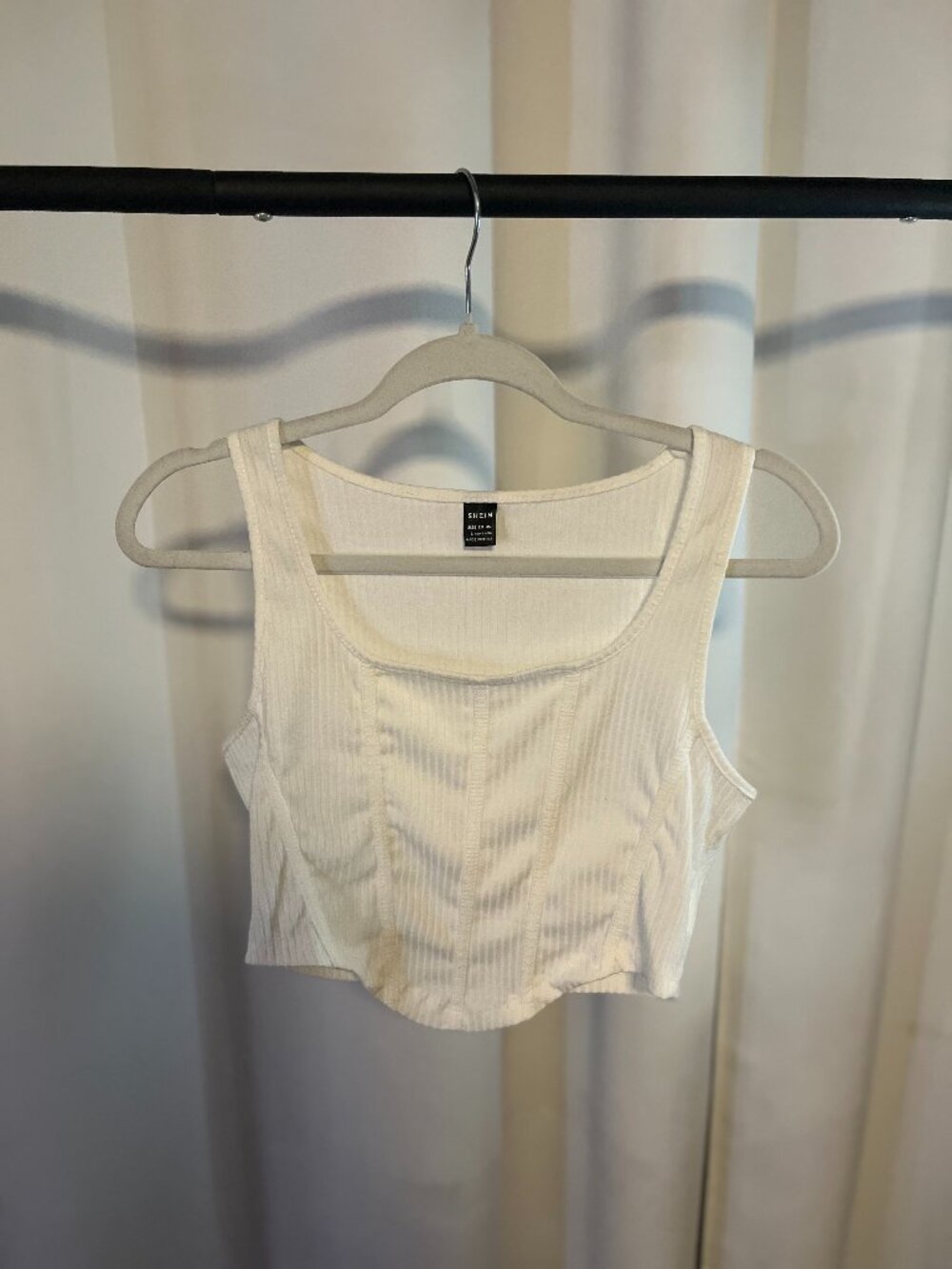 White Lined Crop Top